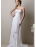 Semi-sweetheart Neckline Ivory Chiffon Beaded Prom Dress